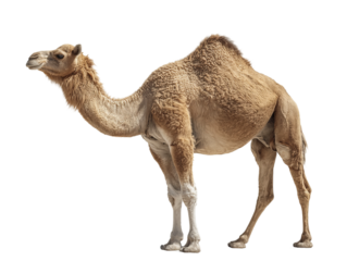 A majestic camel standing tall, with a serene expression, revealing its desert dwelling appearance Isolated Transparent Background, PNG