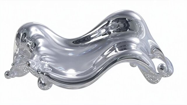 Abstract liquid metal fluid dynamics showcasing smooth flowing metallic waves and splashes with