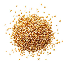 Pile of mustard seeds isolated on transparent background