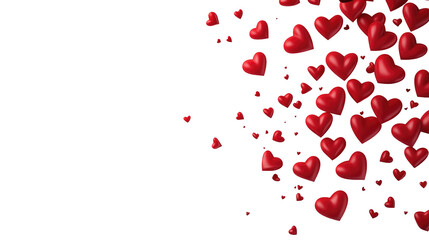 Floating red hearts isolated on transparent background