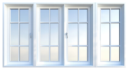 Modern white windows, isolated on transparent background
