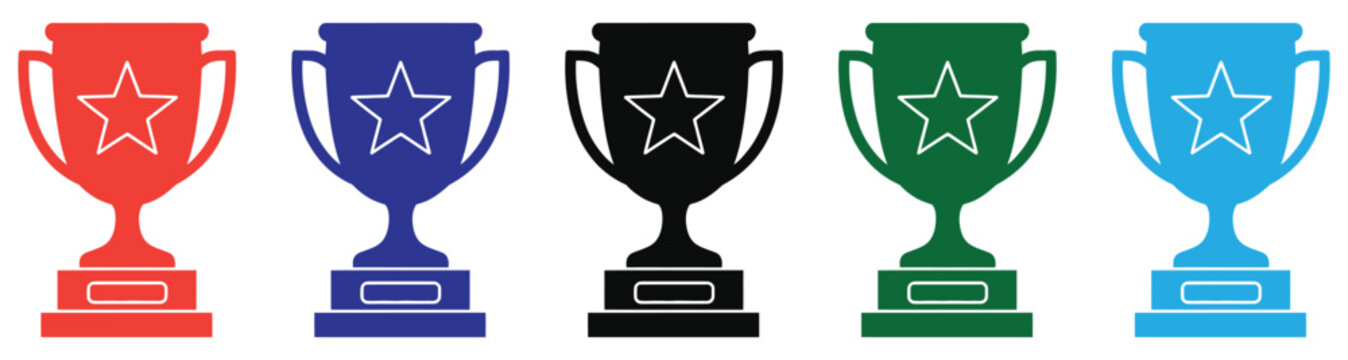 Trophy Icon with Star - Achievement and Award Symbol" . Illustration of a golden trophy, Sport award, Rophy isolated on white background.