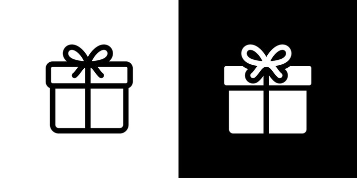 Gift icon concept with flat Black White Background. Vector illustration.