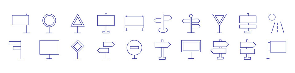 Street signs outline icon set. Guidance line icon set. Contains icons related to guidance, direction, and more. Vector illustration. editable stroke © Daishin