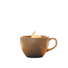 Brown coffee cup with cream, isolated on transparent background
