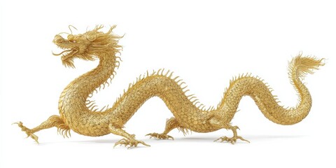 Fototapeta premium Golden chinese dragon with intricate scales and whiskers