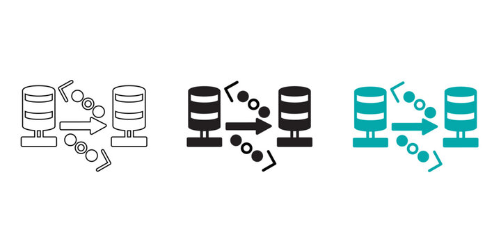 Database Server Migration and Data Synchronization Icon for Network Backup and Storage