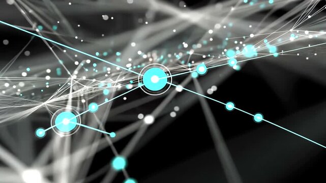 Dynamic Digital Network Visual with Glowing Nodes and Interconnecting Lines