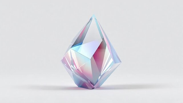 Iridescent Crystal Formation Facets Rotating and Shimmering with Soft Light