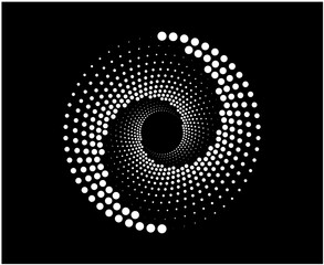 Dots Halftone Dotted Speed Lines Spiral Circular Black And White Abstract Design Vector Illustration Background © belkas