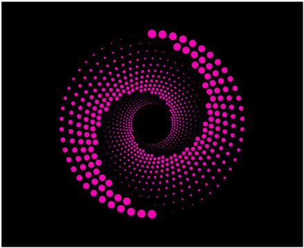 Dots Halftone Dotted Speed Lines Spiral Circular Pink Abstract Design Vector Illustration Background