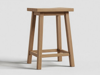 나무 스툴, 밝은 조명 아래 심플하게 놓이다