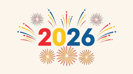 Obraz premium Colorful 2026 New Year Celebration Fireworks Vector Illustration