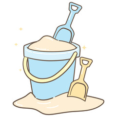 Illustration of Beach Bucket and Shovels