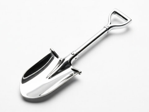 반짝이는 은색 삽, 깔끔한 미니멀리즘
