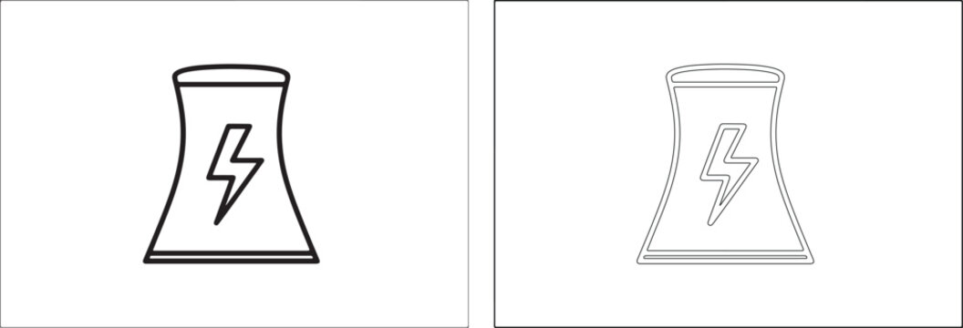 Black and gray nuclear reactor icons with lightning bolts