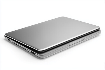 Minimalist Closed Aluminum Laptop on White Background - Sleek Modern Tech Design