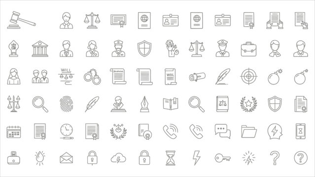 Legal Documents Icon Set &ndash; Editable Line Icons Vector Illustration.eps