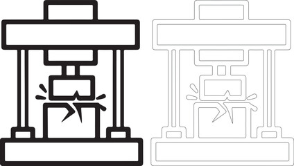 Black and white line art of crashing 3d printer