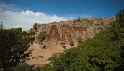 Fototapeta premium Art Carved into a Cliffside - A Unique Landscape.