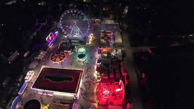 The Bavarian October fest at Pfaffenhofen with a flight over view from top