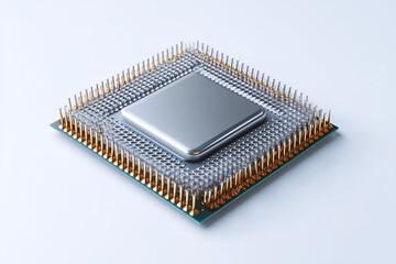 Modern CPU Computer Processor Chip Isolated on White - High-Resolution Technology Component