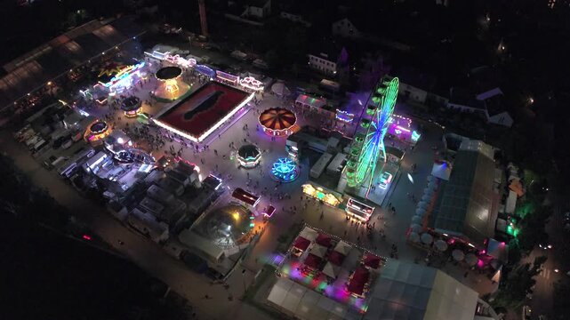 The Bavarian October fest at Pfaffenhofen with a flight over view from top