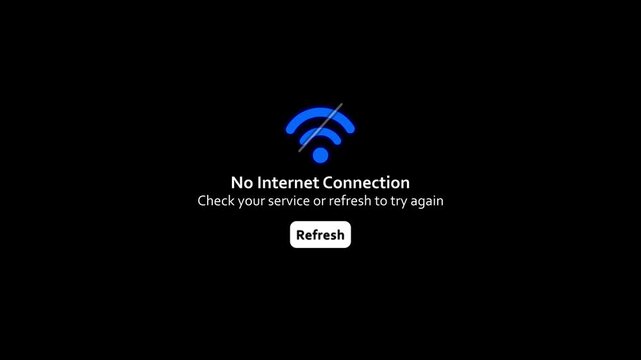 Abstract blue wifi error icon animated no black background. Wi-Fi icon with cross no no internet looped animation. wifi icon, No internet icon concept.