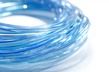 Blue Optical Fiber Cable Coil - High-Tech Network Communication Infrastructure