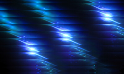 Abstract Blue Glowing Glass Wave Background with Futuristic Light Reflections