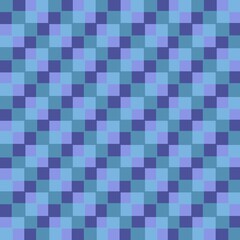 Fototapeta premium Abstract geometric seamless pattern with blue square shapes for winter background, textile design and digital wallpaper.