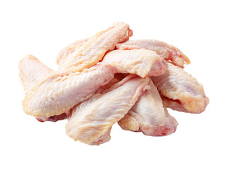 Raw chicken wings prepared for cooking. A pile of fresh chicken wings ready to be cooked Isolated Transparent Background, PNG