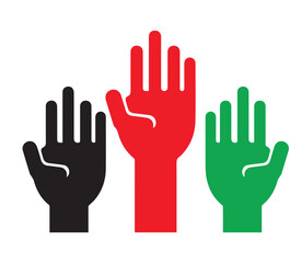 Obraz premium Raised hands volunteering to help a good cause. Vector icon for volunteer Victor Art Illustration