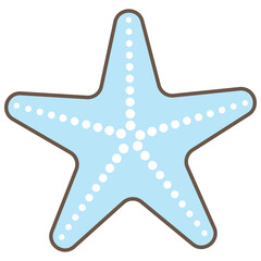 Cartoon Illustration of Blue Starfish