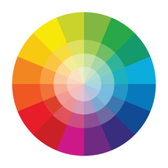 Obraz premium Creative Color Wheel Palette with Color Theory Elements and Artistic Hues, vector illustration.