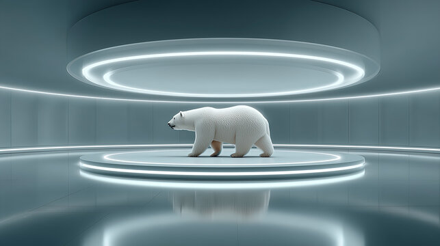Loop A Dog chasing its tail around a spinning Floating Anti-Gravity Pod A futuristic