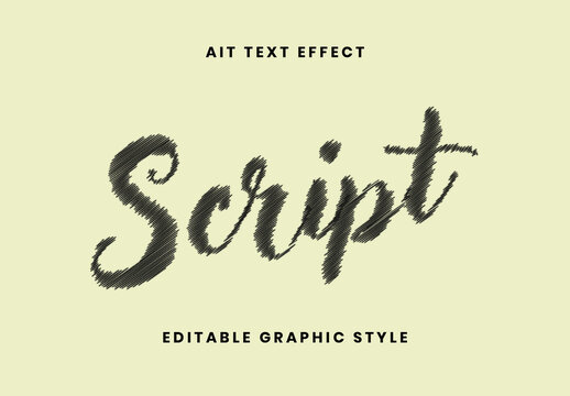 Black Handwritten Script Text Effect Scribble Pencil Font
