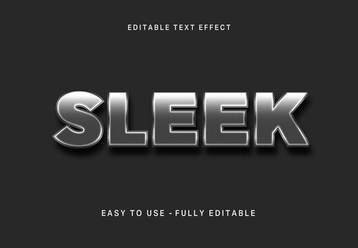 Black And Silver Polished Surface Text Effect Chrome Metal Glossy Font