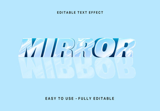 Blue And White Mirror Reflection Text Effect Chrome Glossy Shine Font