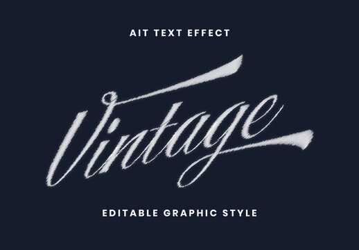 White Handwritten Script Text Effect Retro Embroidery Font