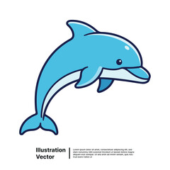Obraz premium Illustration of a dolphin jumping out of the ocean viewed from the side in a vector format