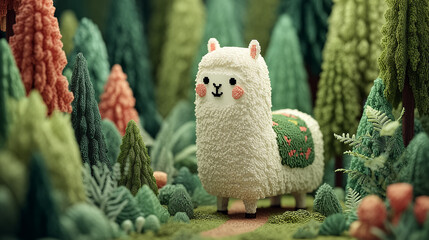 Glitch in Nature A Alpaca wandering through a fiber-optic forest next to a glitching AirPods Max A