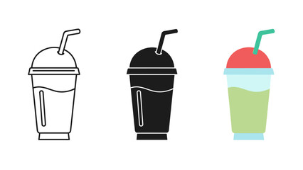 Colorful drink cups with straws disposable beverage containers