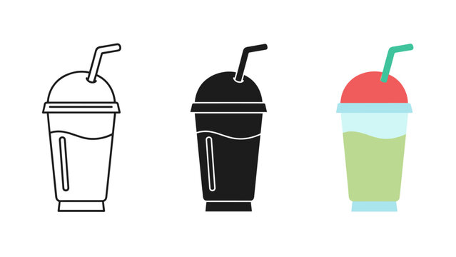 Colorful drink cups with straws disposable beverage containers