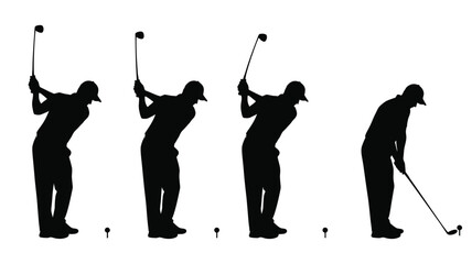Obraz premium Golf swing sequence depicted in a striking black silhouette