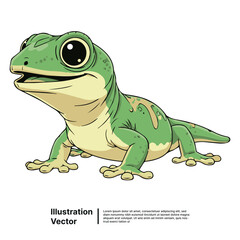 Obraz premium A cartoon frog illustration sitting on a plain surface viewed from the side with a simple background