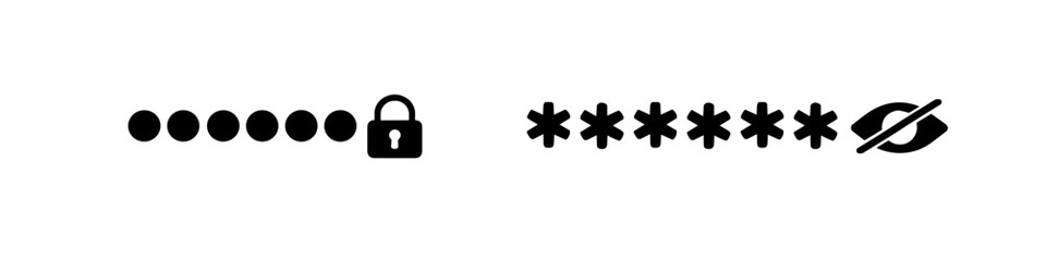 Password input field with dots, lock icon, asterisks, and hidden eye symbol
