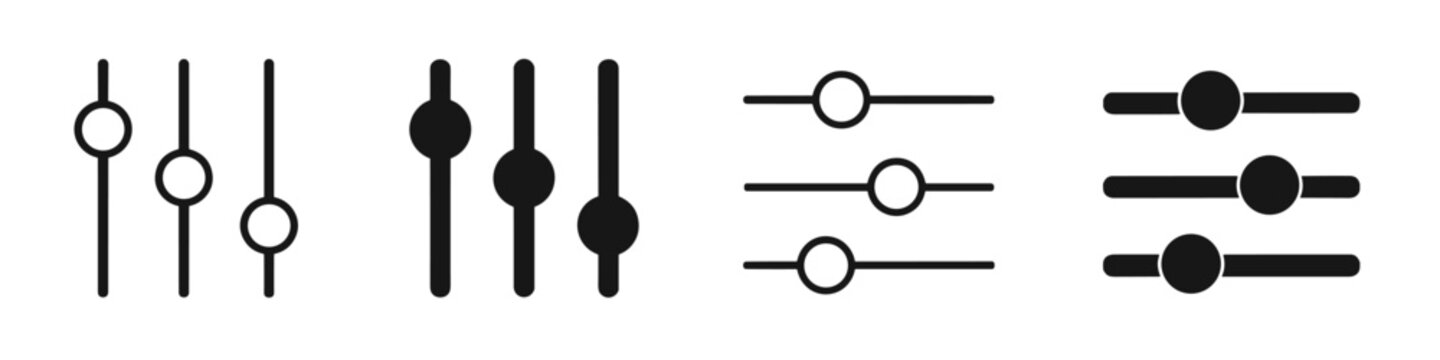 Set of graphic sliders and vertical controls for adjusting settings and parameters
