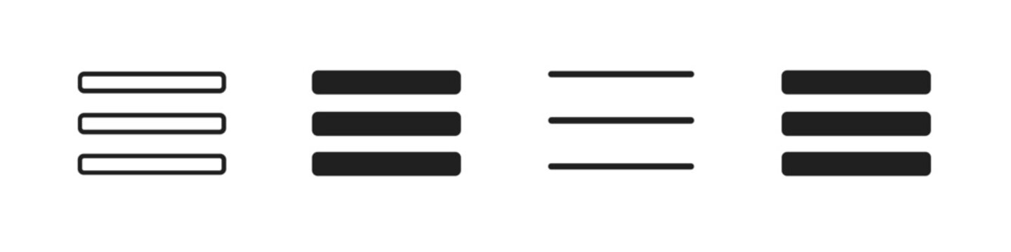 Collection of four different hamburger menu icons representing navigation options