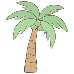 Illustration of a Palm Tree with Coconuts